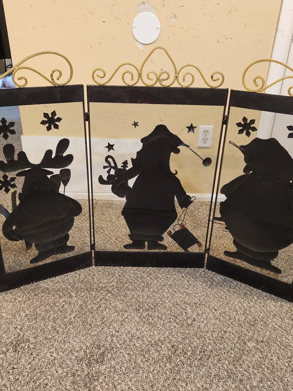 Festive Blue Santa Holiday Fireplace Screen Panel - Unbranded